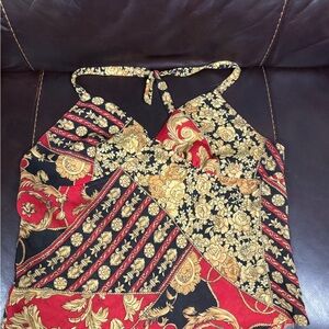 Vintage Gantos set Elegant Floral Halter w/ long sleeve top